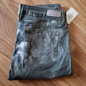 GUESS WOMENS  BRITTNEY SKINNY ANKLE COATED JEAN